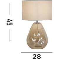 Searchlight Bordslampa Devon, vit/krämfärgad, höjd 44,5 cm, textil/glas