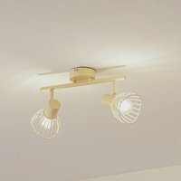 Lindby taklampa Piena, beige, 2 lampor, metall, 39cm