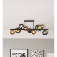 Globo Taklampa Riha, längd 87 cm, rökgrå/svart, 9 lampor.