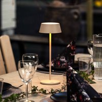 Konstsmide Menton LED rechargeable table lamp, sand-coloured, height 27 cm, IP54, USB