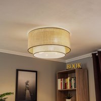 Euluna ceiling light Boho jute & black, brown/black, Ø60cm