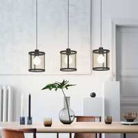 EGLO Hängampa Dellow, längd 88 cm, svart/mässingfärgad, 3 lampor