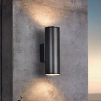 EGLO LED-vägglampa Riga, antracit, höjd 20 cm, metall, 2 lampor.