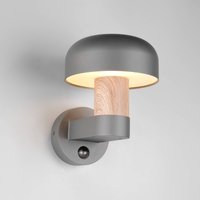 Trio Lighting Applique d'extérieur Fraser Sensor, gris/aspect bois, aluminium IP54 E27