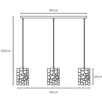 Lucide Almelo hänglampa, 3 lampor, linjär, svart/guld, metall