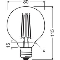 OSRAM LED-filamentlampa Globe G80 E27 2,2W Filament 2,700K