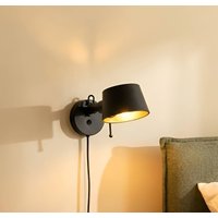Lucande Silka wall light, 14 cm, black, flexible, plug