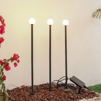 Lindby Freydis LED solar light, set of 3, black, 2,000 K