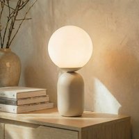 Lindby table lamp Lennes, beige, glass, Ø 20 cm