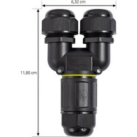 PRIOS Cable connector Y, waterproof, IP68, length 118 cm, black