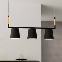 EGLO Lacey pendant light, length 78 cm, black, 3-bulb, steel