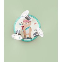 Elobra Vägglampa Little Indians, björn Bjørn, gulgrön