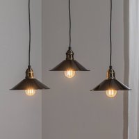 Opviq Suspension Berceste 250-S1, noir, métal à 3 lampes, longue
