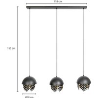 Lucande Aparas hanging light leaf look, 3-bulb