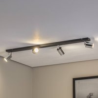 HELam Plafonnier Tune II, noir/chrome, métal, 4 lampes, allongé