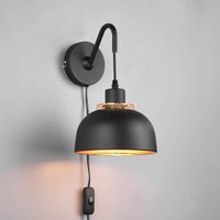 Reality Leuchten Punch wall lamp switch and plug, black/gold