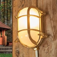 Moretti Luce Oval outdoor wall light Bengt brass, opal glass