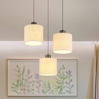 Globo LED-hänglampa Thea, Ø 49 cm, 3 lampor, kräm/svart matt