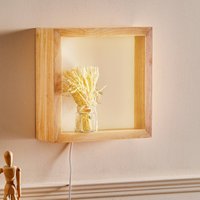 Fabas Luce Window LED wall light, 37 x 37 cm, oak wood