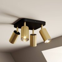 Euluna Plafonnier Eye Spot à 4 lampes, noir/laiton