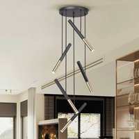 Schuller Valencia Suspension LED Edna, à 5 lampes, métal, noir, intensité variable non