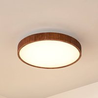 Lindby LED-taklampa Velua, vit/mörkt trä, CCT, Ø 50 cm