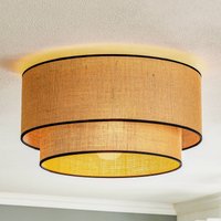 Euluna taklampa Boho-jute & svart, natur/svart, Ø45cm