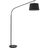 Ideallux Lampadaire arqué Daddi, abat-jour en tissu, noir