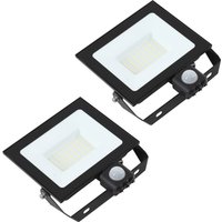 Prios projecteur d'extérieur LED Maikel, 50 W, métal, capteur, lot de 2