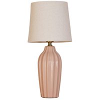 Tischleuchte Lyon, pink/beige, Höhe 39 cm, Keramik/Leinen