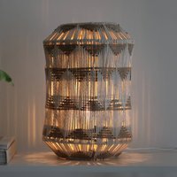 Markslöjd Lampe à poser Ano, hauteur 35 cm, textile, beige/brun