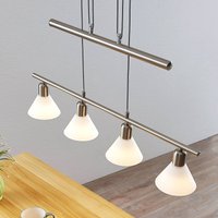 Lindby suspension Delira, 4 lampes nickel, hauteur réglable