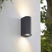 Lindby Aluvo outdoor wall light, anthracite, 16 cm, IP65 Riffel