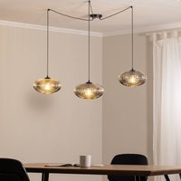 EMIBIG LIGHTING Hanging light Origo, smoke-coloured, decentralised, glass, 3-bulb.