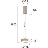 Viokef Denver LED hanging light, Ø 17 cm, beige, metal