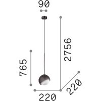 IDEAL LUX Bloom hanging light, Ø 22 cm, brass, metal/glass