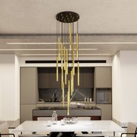 EMIBIG LIGHTING Selter pendant light, gold-coloured, 17-light, metal