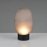 Trio Lighting LED rechargeable table lamp Facette, smoky grey, USB, glass