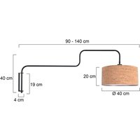 Steinhauer Vägglampa Bloeba, svart/brun, utskjutande längd 140 cm, kork