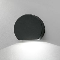 Pill rund udendørs LED-væglampe i mørkegrå