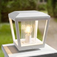 Lucande Dunia pillar light, white, metal, 24 cm, E27, IP54