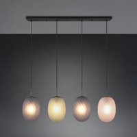 Trio Lighting Suspension Facette, multicolore, longueur 117 cm, 4 lampes, verre