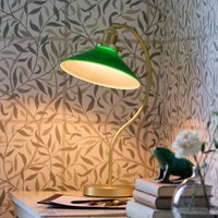 PR Home Axel table lamp, brass-coloured, green glass shade