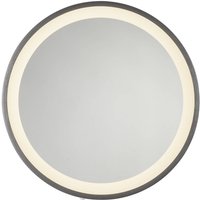 LED-Wandspiegel VIDRO, grau, Ø 36 cm, Powerbank, Schalter