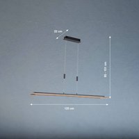 FISCHER & HONSEL LED-hänglampa Shine-Wood, ek/svart, 125 cm, CCT