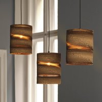 OSRAM CYLINDER hanging light, 3-bulb, brown, Ø 20 cm, corrugated cardboard