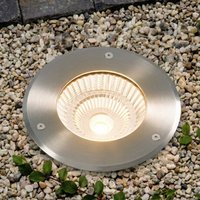 Arcchio Thentos LED recessed floor spotlight, Ø 18 cm, 60°, nickel, IP67
