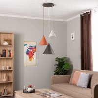 TK Lighting Cono pendellampa, tre ljuskällor, rund, färgstark, blandade storlekar
