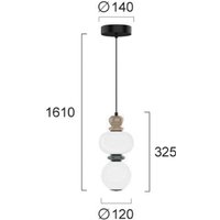 Viokef Gemma LED hanging light, height 32 cm, colourful, glass/ceramic/metal