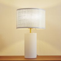 Lindby Sorscha table lamp, white, iron, Ø 26 cm